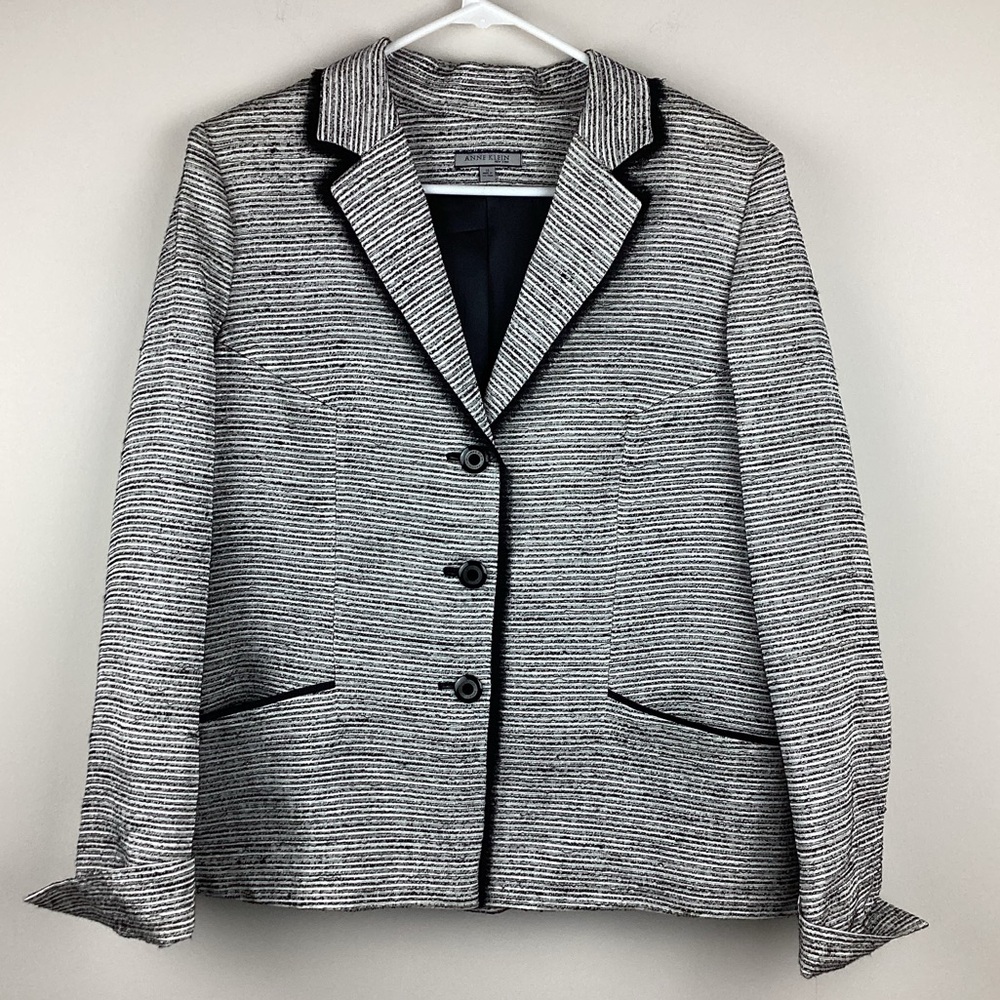 NWT Anne Klein New York Black and White Textured Blazer | 14